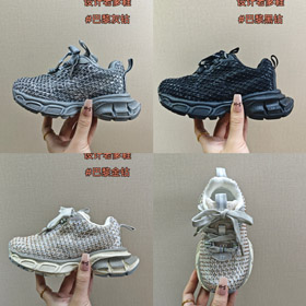 Balenciaga 3XL Fishnet Round Toe Lace-Up Low-Top Children's Shoes-4158