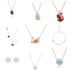 Swarovski Swan Pendant Necklace and Earrings-4686