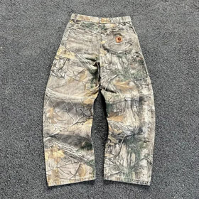 Carhartt washed camouflage distressed straight leg jeans-4932